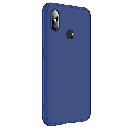 Microsonic Xiaomi Redmi Note 6 Pro Kılıf Double Dip 360 Protective Lacivert