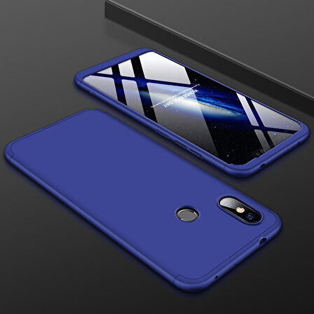 Microsonic Xiaomi Redmi Note 6 Pro Kılıf Double Dip 360 Protective Lacivert