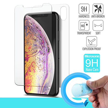 Microsonic Apple Uyumlu iPhone XS Max (6.5'') Ön + Arka Nano Cam Ekran koruyucu