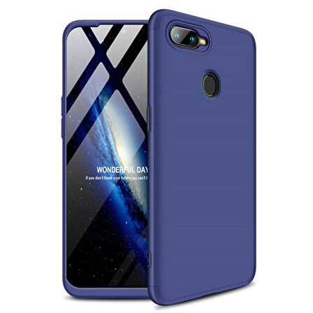 Microsonic Oppo AX7 Kılıf Double Dip 360 Protective Lacivert