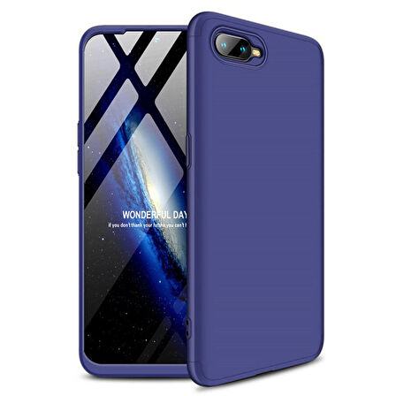 Microsonic Oppo RX17 Neo Kılıf Double Dip 360 Protective Lacivert