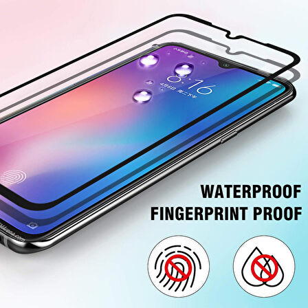 Microsonic Xiaomi Mi 9 Tam Kaplayan Temperli Cam Ekran koruyucu Siyah