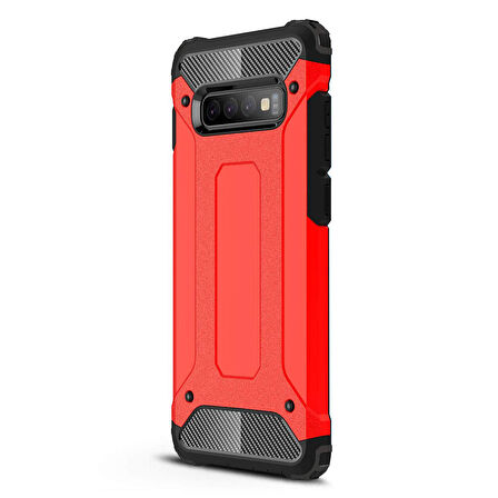 Microsonic Samsung Galaxy S10 Plus Kılıf Rugged Armor Kırmızı
