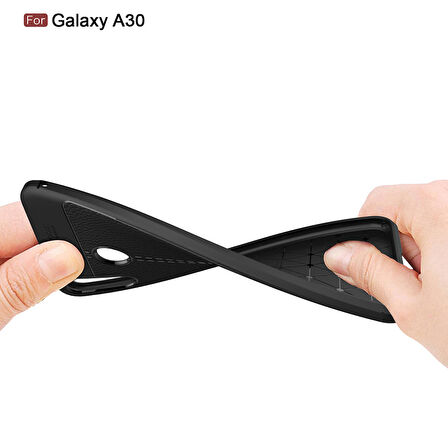 Microsonic Samsung Galaxy A30 Kılıf Deri Dokulu Silikon Kırmızı