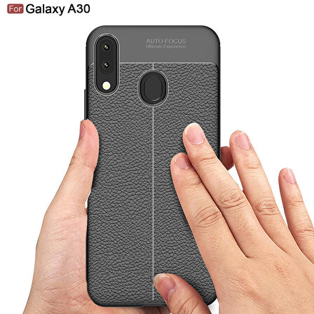 Microsonic Samsung Galaxy A30 Kılıf Deri Dokulu Silikon Kırmızı
