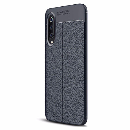 Microsonic Xiaomi Mi 9 Kılıf Deri Dokulu Silikon Lacivert