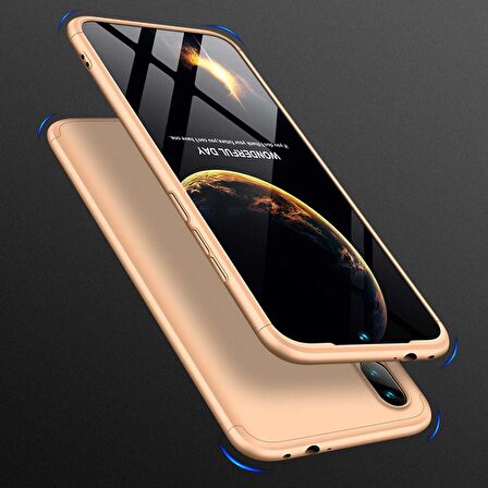 Microsonic Xiaomi Redmi Note 7 Pro Kılıf Double Dip 360 Protective Gold