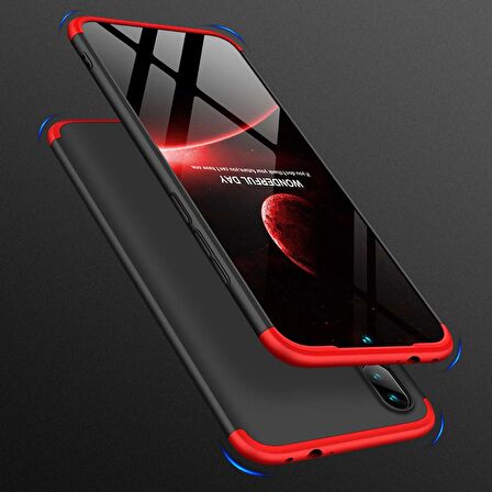Microsonic Xiaomi Redmi Note 7 Pro Kılıf Double Dip 360 Protective Siyah Kırmızı