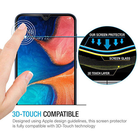 Microsonic Samsung Galaxy A20 Tam Kaplayan Temperli Cam Ekran koruyucu Siyah
