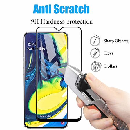 Microsonic Samsung Galaxy A80 Tam Kaplayan Temperli Cam Ekran koruyucu Siyah