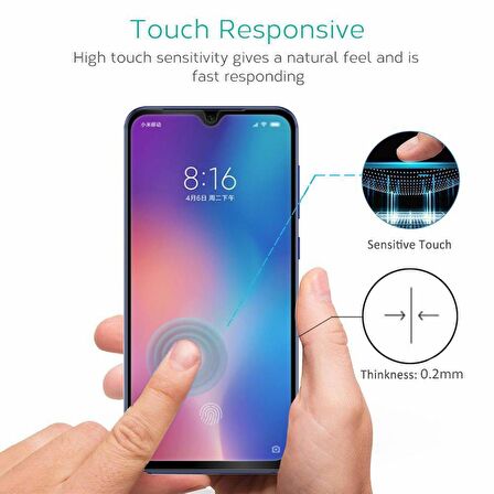 Microsonic Xiaomi Mi 9 SE Tam Kaplayan Temperli Cam Ekran koruyucu Siyah