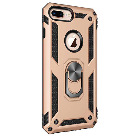Microsonic Apple iPhone 8 Plus Kılıf Military Ring Holder Gold