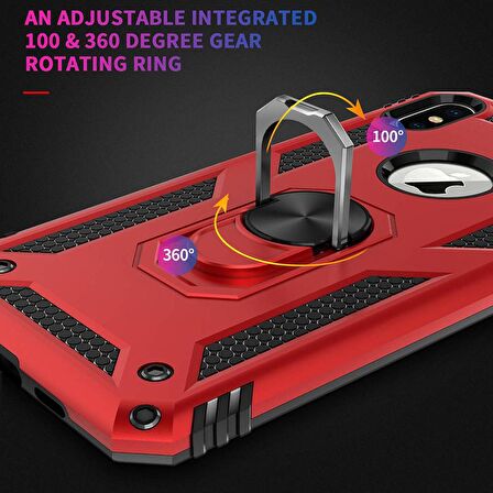 Microsonic Apple iPhone XS Kılıf Military Ring Holder Siyah
