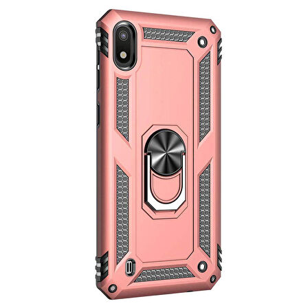 Microsonic Samsung Galaxy A10 Kılıf Military Ring Holder Rose Gold