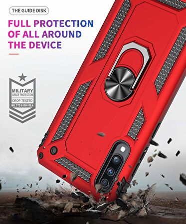 Microsonic Samsung Galaxy A70 Kılıf Military Ring Holder Rose Gold