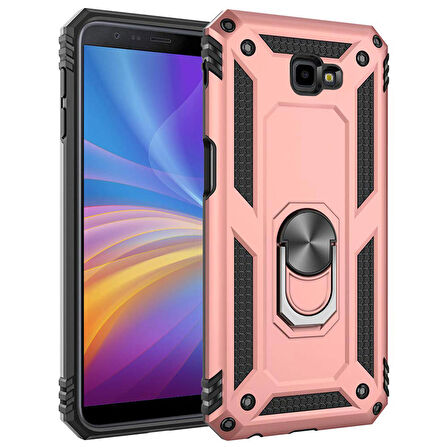 Microsonic Samsung Galaxy J4 Core Kılıf Military Ring Holder Rose Gold