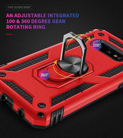 Microsonic Samsung Galaxy S10e Kılıf Military Ring Holder Siyah