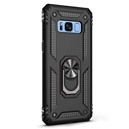 Microsonic Samsung Galaxy S8 Kılıf Military Ring Holder Siyah