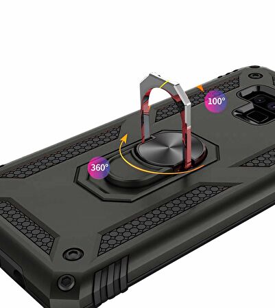 Microsonic Samsung Galaxy Note 9 Kılıf Military Ring Holder Kırmızı
