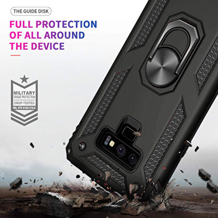 Microsonic Samsung Galaxy Note 9 Kılıf Military Ring Holder Siyah
