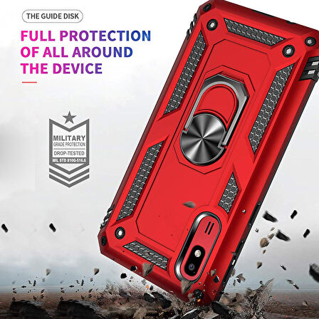 Microsonic Samsung Galaxy A2 Core Kılıf Military Ring Holder Rose Gold