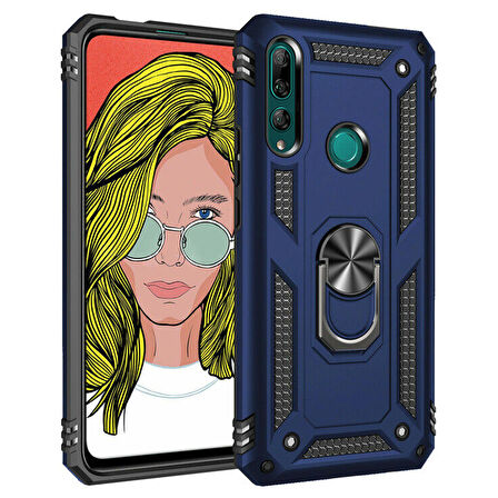Microsonic Huawei Y9 Prime 2019 Kılıf Military Ring Holder Lacivert