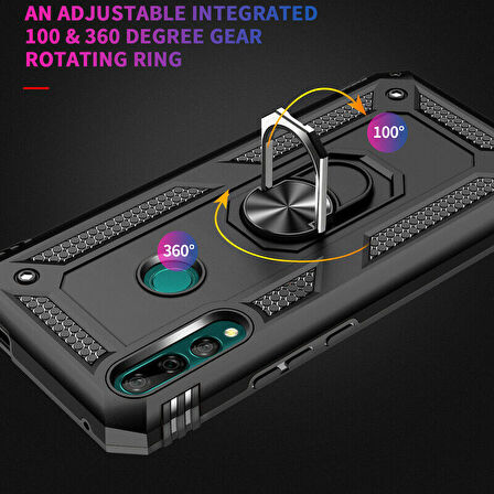 Microsonic Huawei Y9 Prime 2019 Kılıf Military Ring Holder Lacivert