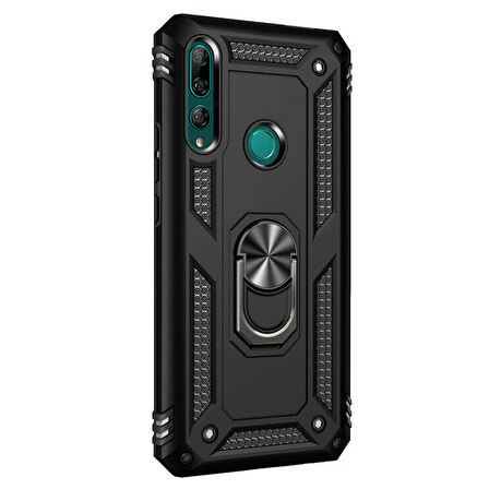 Microsonic Huawei Y9 Prime 2019 Kılıf Military Ring Holder Siyah