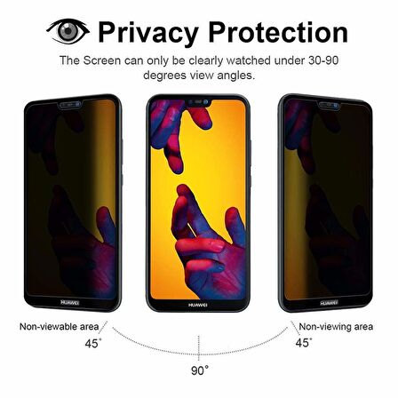 Microsonic Huawei P20 Lite Privacy 5D Gizlilik Filtreli Cam Ekran Koruyucu Siyah