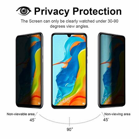 Microsonic Huawei P30 Lite Privacy 5D Gizlilik Filtreli Cam Ekran Koruyucu Siyah
