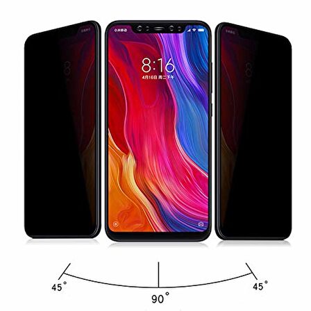 Microsonic Xiaomi Mi 8 Privacy 5D Gizlilik Filtreli Cam Ekran Koruyucu Siyah