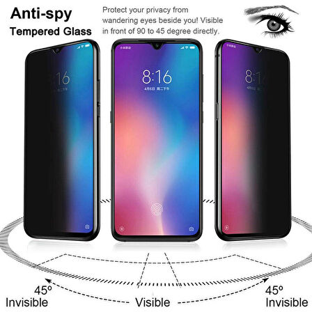 Microsonic Xiaomi Mi 9 SE Privacy 5D Gizlilik Filtreli Cam Ekran Koruyucu Siyah