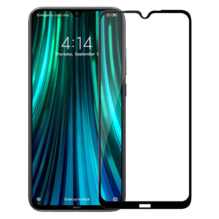 Microsonic Xiaomi Redmi Note 8 Tam Kaplayan Temperli Cam Ekran Koruyucu Siyah