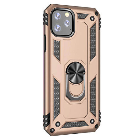 Microsonic Apple iPhone 11 Pro (5.8'') Kılıf Military Ring Holder Gold