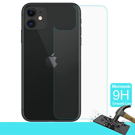 Microsonic Apple Uyumlu iPhone 11 (6.1'') Arka Temperli Cam Ekran Koruyucu