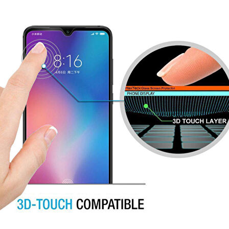 Microsonic Xiaomi Mi 9 Lite Tam Kaplayan Temperli Cam Ekran Koruyucu Siyah