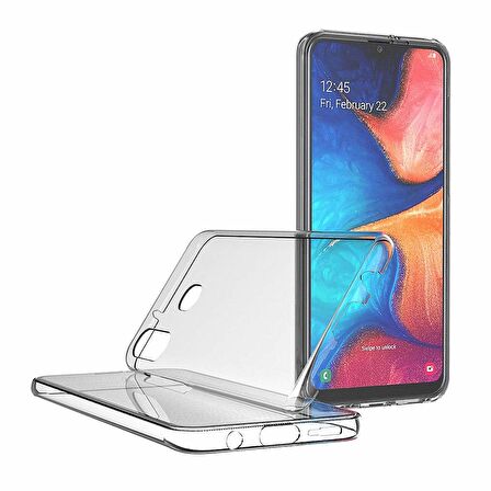 Microsonic Samsung Galaxy A20 Kılıf 6 tarafı tam full koruma 360 Clear Soft Şeffaf