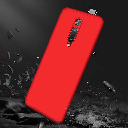 Microsonic Xiaomi Mi 9T Kılıf Double Dip 360 Protective Kırmızı