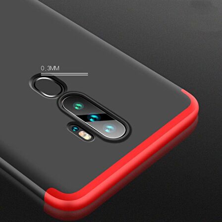 Microsonic Oppo A5 2020 Kılıf Double Dip 360 Protective Kırmızı