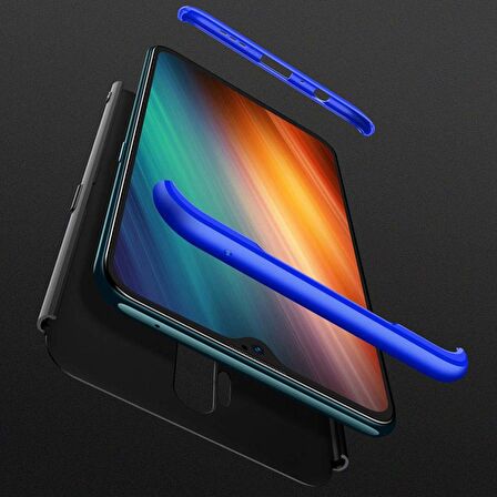 Microsonic Oppo A5 2020 Kılıf Double Dip 360 Protective Siyah Mavi