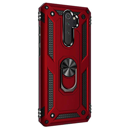 Microsonic Xiaomi Redmi Note 8 Pro Kılıf Military Ring Holder Kırmızı