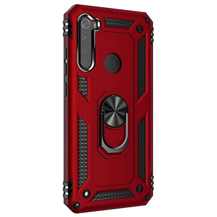 Microsonic Xiaomi Redmi Note 8 Kılıf Military Ring Holder Kırmızı