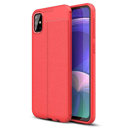 Microsonic Samsung Galaxy A51 Kılıf Deri Dokulu Silikon Kırmızı