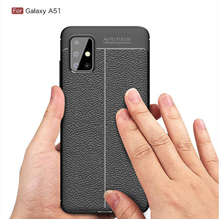 Microsonic Samsung Galaxy A51 Kılıf Deri Dokulu Silikon Kırmızı