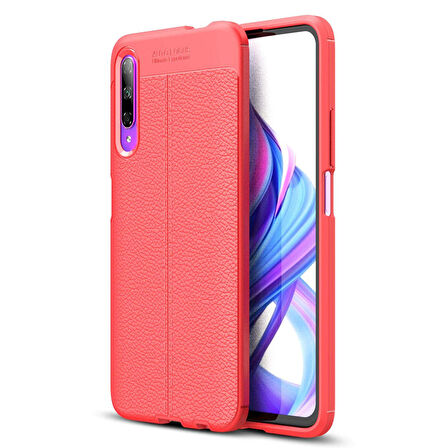 Microsonic Huawei P Smart Pro Kılıf Deri Dokulu Silikon Kırmızı