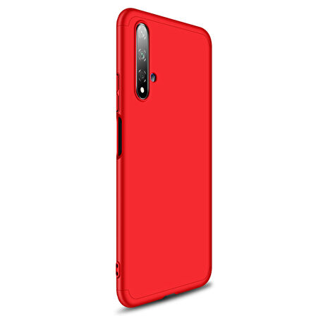 Microsonic Huawei Nova 5T Kılıf Double Dip 360 Protective Kırmızı