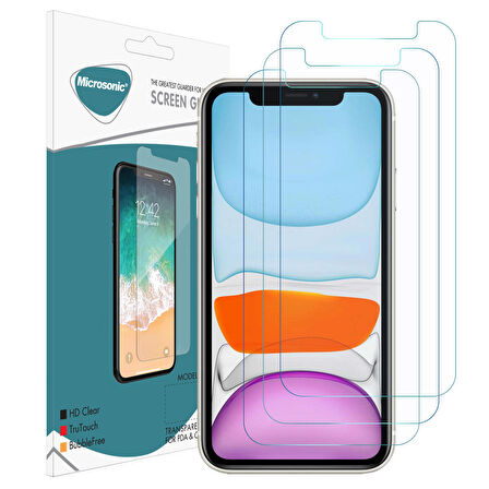 Microsonic Apple Uyumlu iPhone 11 Ekran Koruyucu Nano Cam (3'lü Paket)