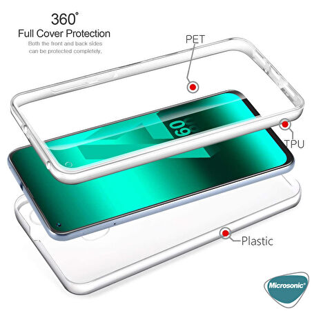 Microsonic Samsung Galaxy A60 Kılıf 6 tarafı tam full koruma 360 Clear Soft Şeffaf