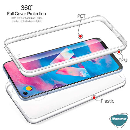 Microsonic Samsung Galaxy M40 Kılıf 6 tarafı tam full koruma 360 Clear Soft Şeffaf