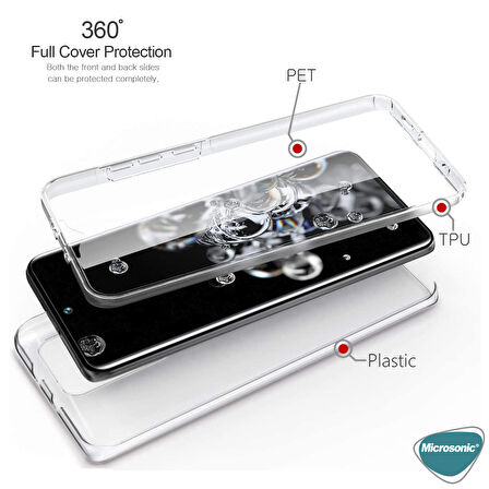 Microsonic Samsung Galaxy S20 Ultra Kılıf 6 tarafı tam full koruma 360 Clear Soft Şeffaf